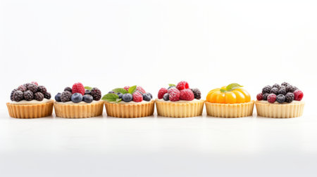 Ricotta tart with fresh strawberries, blueberries, and raspberries. selective attention. slate-colored wall.の素材