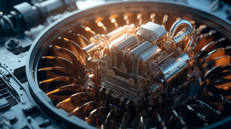 a futuristic machine with orange lighting and intricate details. backgroundの素材