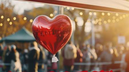Christmas Love A heart-shaped balloon with a gift tag, symbolizing love and the spirit of giving during the Christmas season.Backgroundの素材