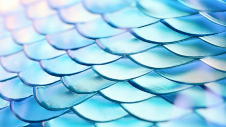 close-up of blue scales fish mermaid scales. AI generatedの素材