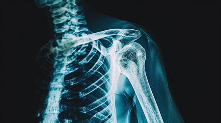 Shoulder X-ray showing bones and joints of the shoulder girdle AI generatedの素材