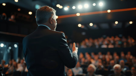 a corporate leader inspires audiences with effective decision-making strategies AI generatedの素材