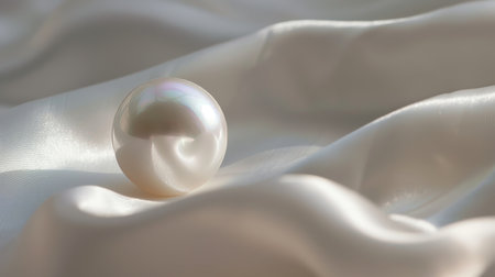 pearl on elegant satin, creating a serene and luxurious atmosphere with its soft, reflective surface and gentle light. AI generatedの素材