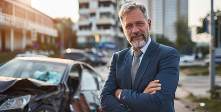 Legal Expert Providing Counsel Car accident lawyer with copy space AI generatedの素材