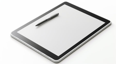 a modern tablet with a stylus resting on it in a minimalist setting. Ai generatedの素材