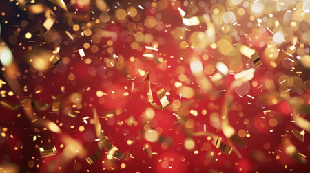 Abstract golden glitter, festive bokeh background, celebration ai generatedの素材
