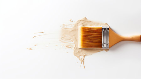 A realistic image of a paint brush with silicone paint on a clean white background. Perfect for home design, DIY projects, and artistry themes.の素材