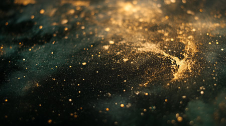 This image features a grainy dark green backdrop enhanced with hints of gold dust, creating a captivating and mystical atmosphere. Perfect for artistic projects.の素材