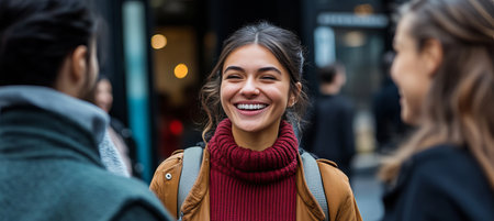 Experience the welcoming atmosphere of a luxurious hotel as guests are greeted with warm smiles, showcasing the essence of hospitality and connection in an upscale setting.の素材