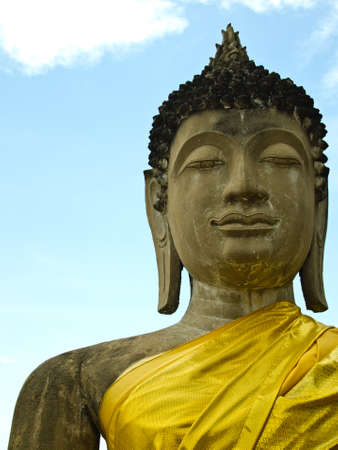 A cement sculpture of Buddhaの写真素材