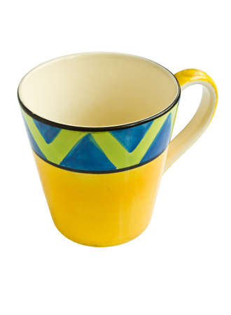 Yellow design ceramic cupの写真素材