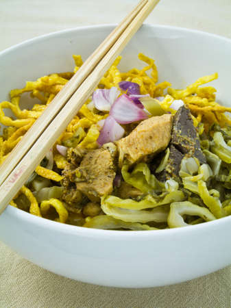 Traditional famous Thai food named Khao Soiの写真素材