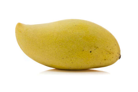 Yellow mango isolated on white backgroundの写真素材