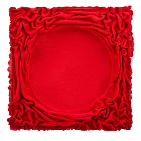 Red fabric frame with pleat design の写真素材