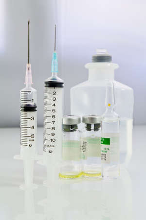 Medical syringe and drugs for injectionの写真素材