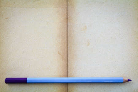 Color pencil on old and yellowed paperの写真素材