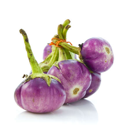 Violet eggplant isolated on white backgroundの写真素材
