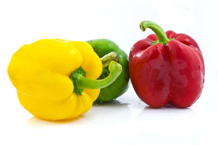 Colorful paprika on white backgroundの写真素材