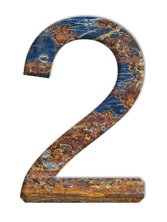 Number 2 in rust textured