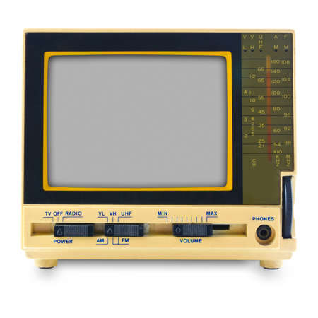 Retro mini television isolated on white background