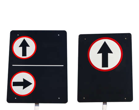 Traffic sign post isolated on white backgroundの写真素材