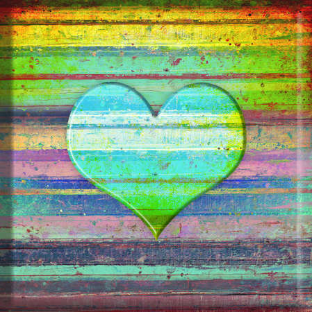 Colorful wood texture with heartの写真素材