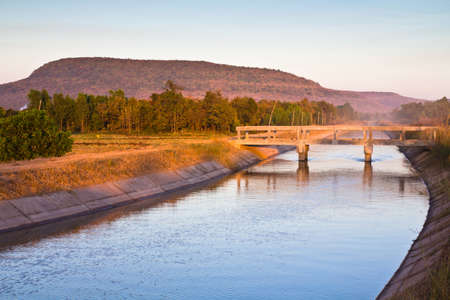 Irrigation canal in countryside of Thailandの写真素材