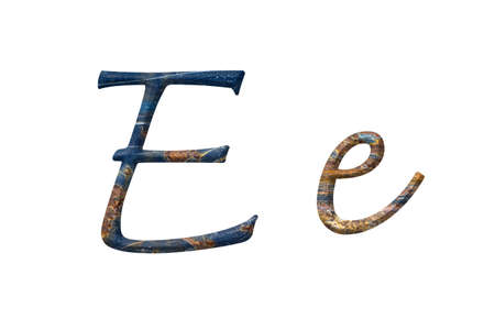 Capital and small letter E in rusty ironの写真素材