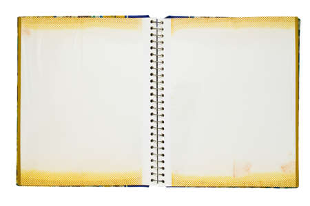 Opened photo album isolated on white backgroundの写真素材