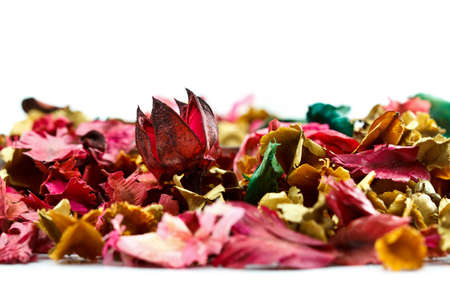 Closeup potpourri on white backgroundの写真素材