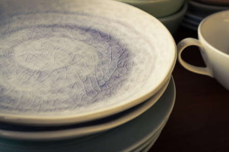 Retro ceramic dishes in the larder