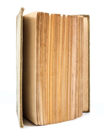 Opened old book on white backgroundの写真素材