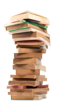 Stacks of old books on white backgroundの写真素材