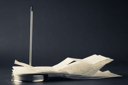 Receipts in paper nailの写真素材