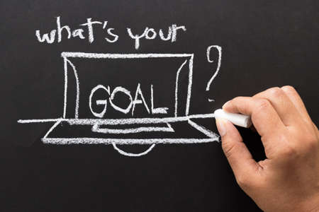 What is your goal  message and drawing with chalkの写真素材