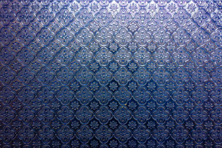 Blue glass window in traditional Thai house styleの写真素材