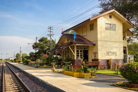 Small and traditional train station in rural of Thailandのeditorial素材