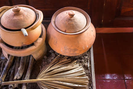 Traditional stove and pottery in Thai kitchenの写真素材