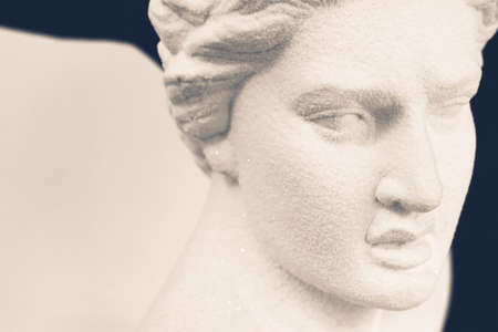 Closeup face of man statue in vintage colorの写真素材