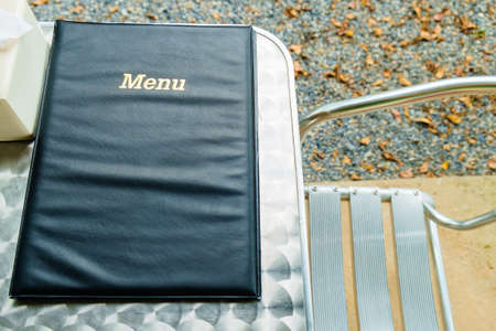 Leather menu book in  cafeteria