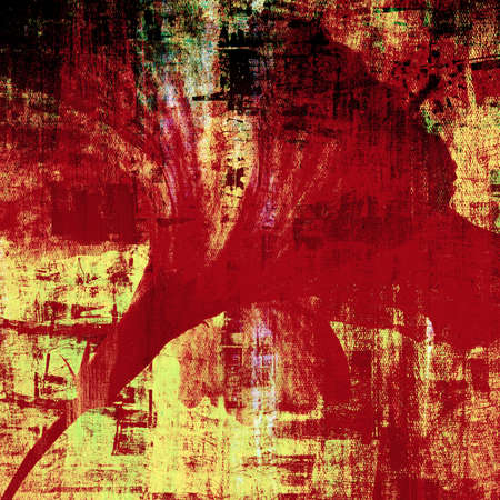 Painting on canvas texture with Hibiscus flowerの写真素材