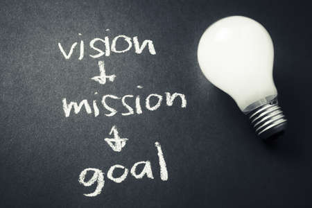 Vision, mission and goal with light bulbの写真素材