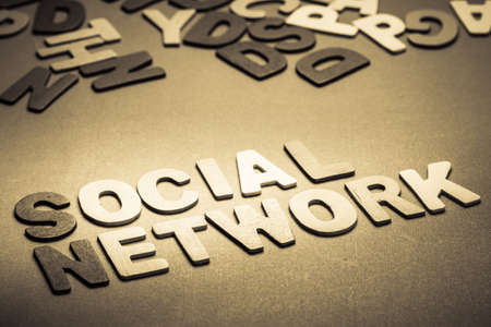 Social network topic in wood letter