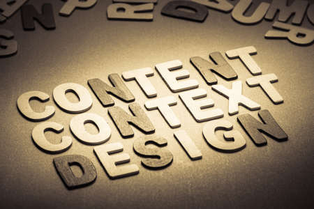 Content, context, design topic in wood letterの写真素材