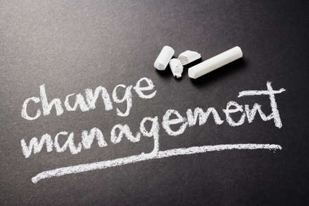 Change Management topic, handwritten with chalkの写真素材