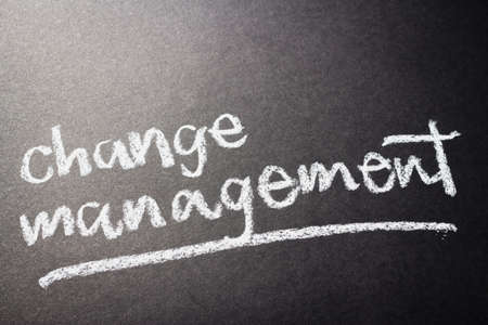 Change Management topic, handwritten with chalkの写真素材