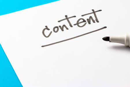 Content topic, handwriting on white paperの写真素材
