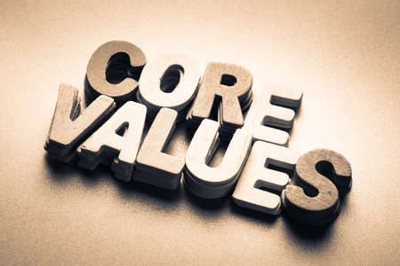Stack wood letters as Core Values wordの写真素材