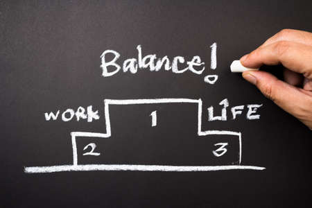 Balance is the best, hand drawing concept of work and life balance on chalkboardの写真素材