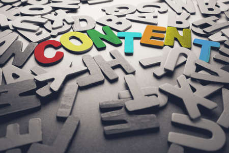 Content word in scattered wood lettersの写真素材